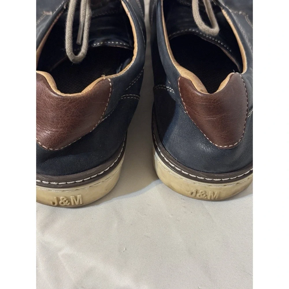 J&M Sheepskin‎ Nubuck Leather Oxford Casual Shoes Mens 11M Navy Lace Up Comfort